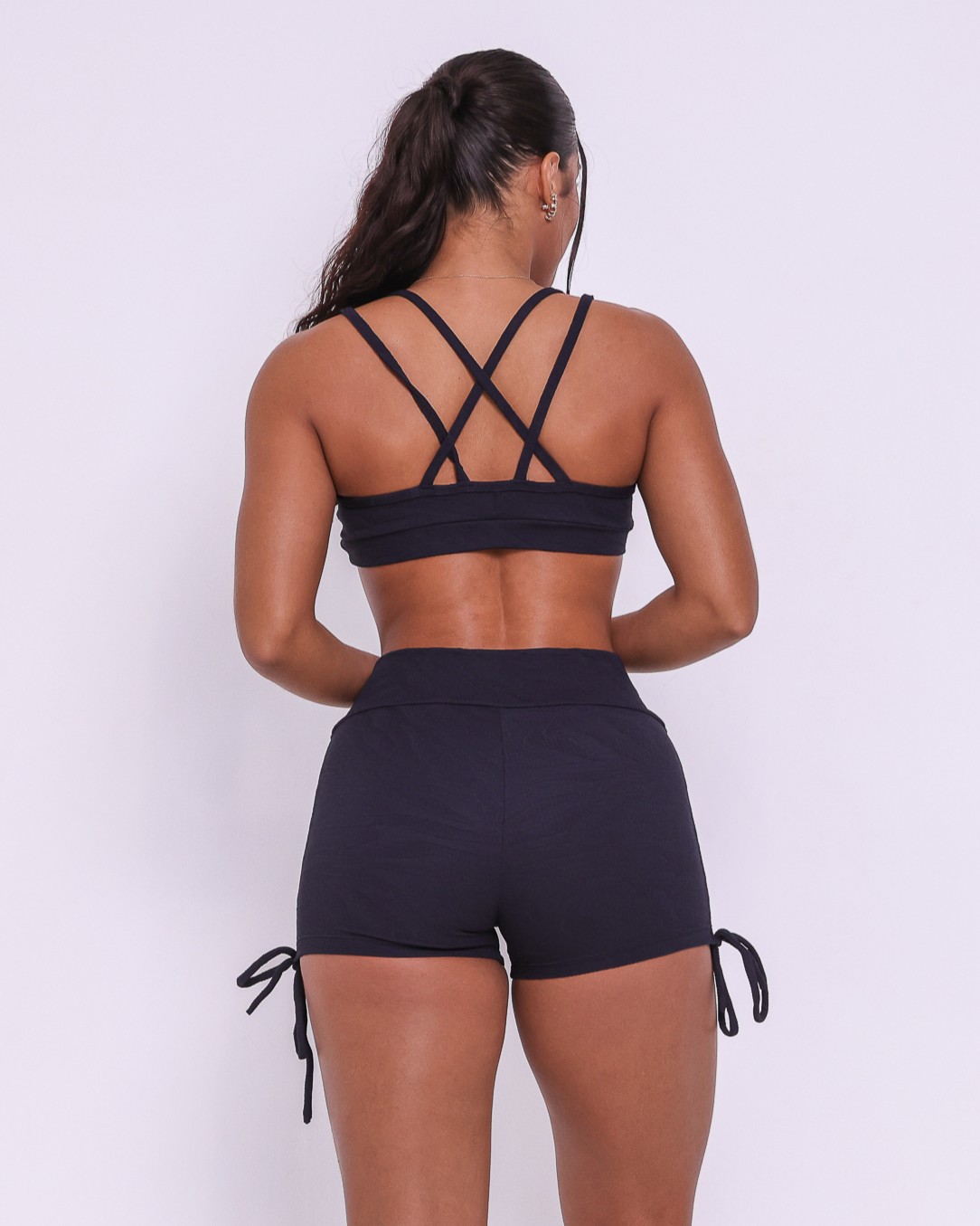 Conjunto Short Cross Jacquard Folhagem + Top Lu