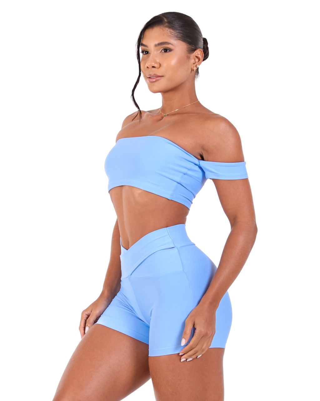 Conjunto Short Básico Cós Cruzado Light + Top Ciganinha