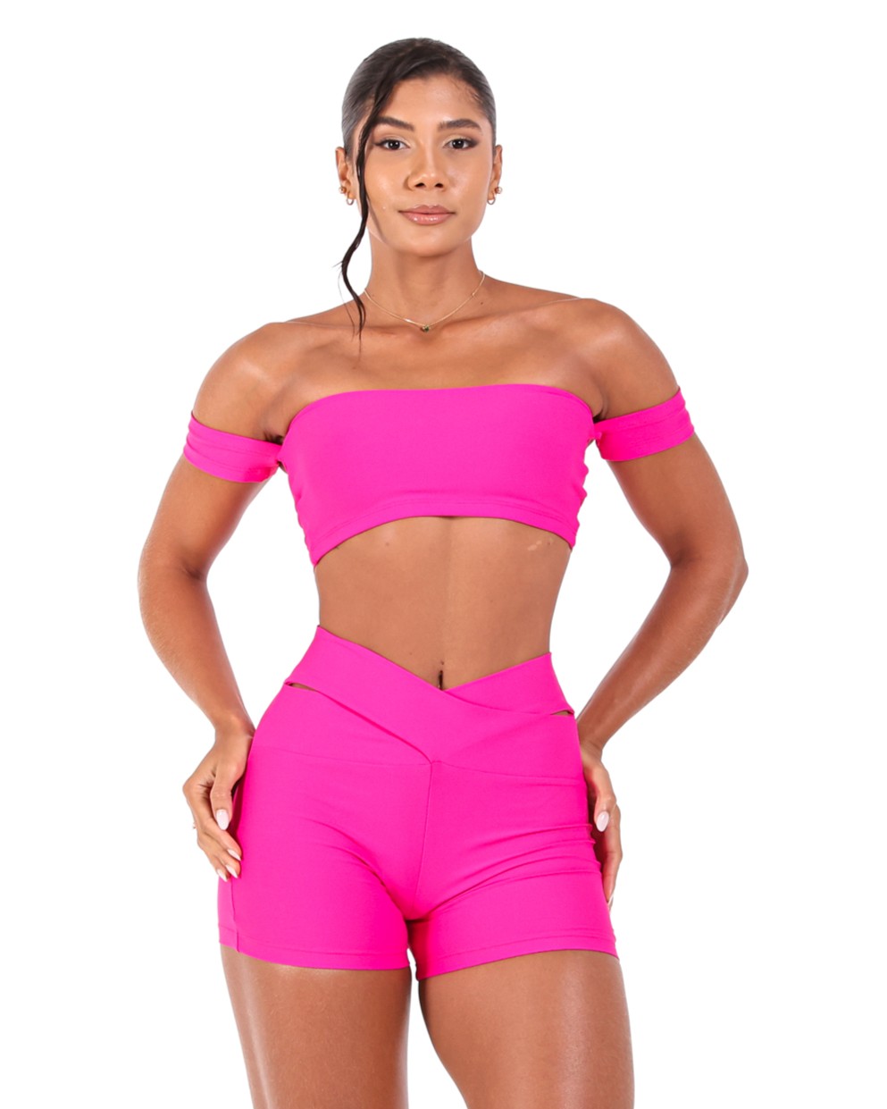 Conjunto Short Básico Cós Cruzado Light + Top Ciganinha