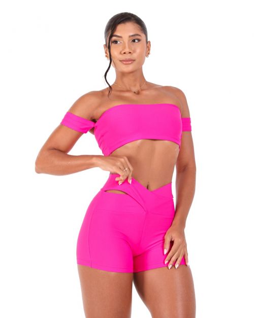 Conjunto Short Básico Cós Cruzado Light + Top Ciganinha