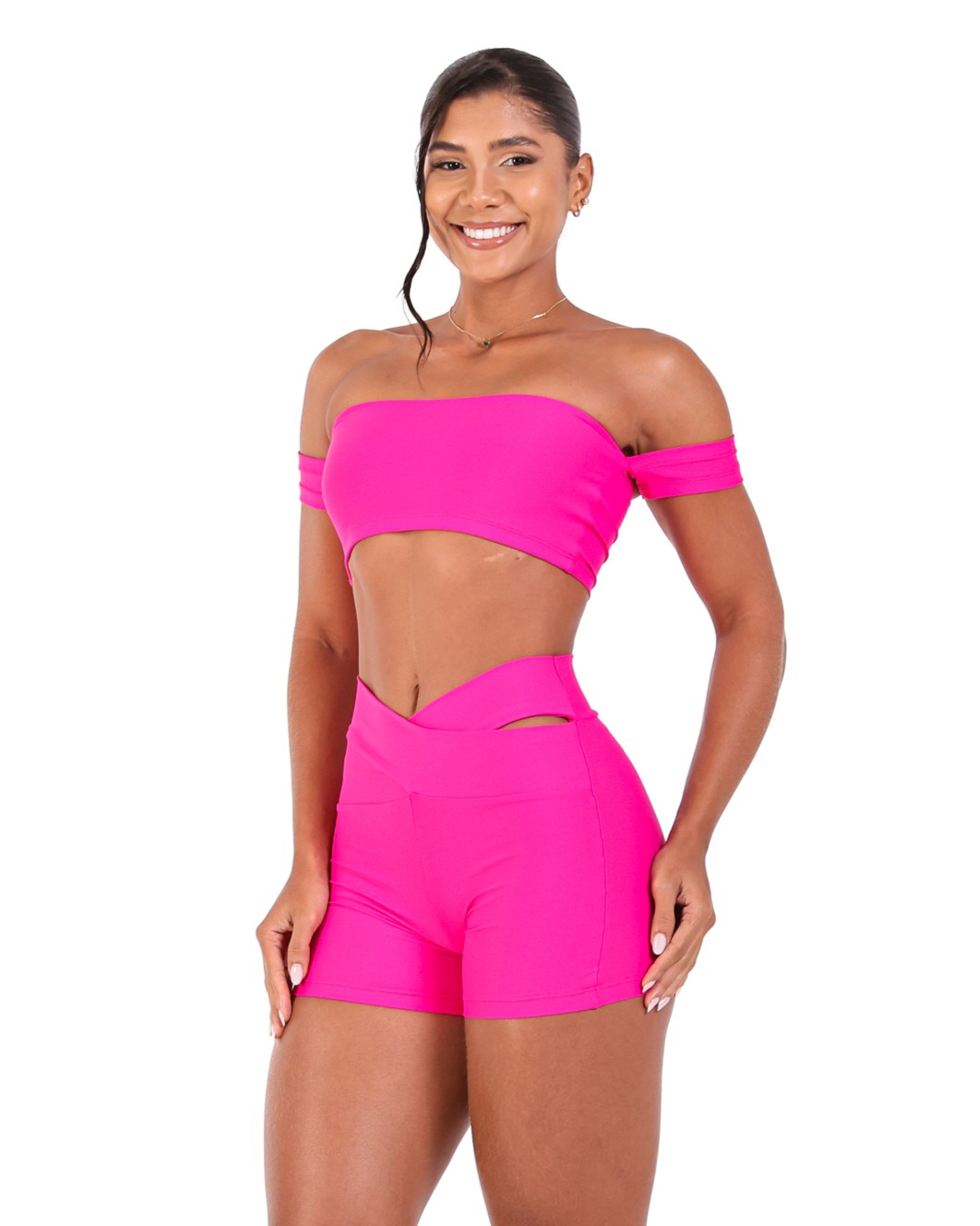 Conjunto Short Básico Cós Cruzado Light + Top Ciganinha