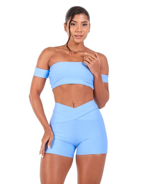 Conjunto Short Básico Cós Cruzado Light + Top Ciganinha