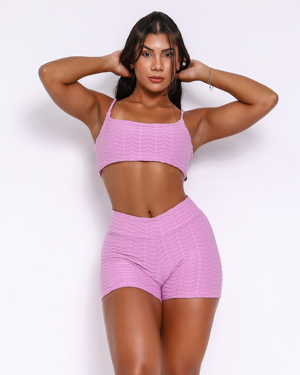 Conjunto Short Básico Curtinho Textura Lumy + Top Ju