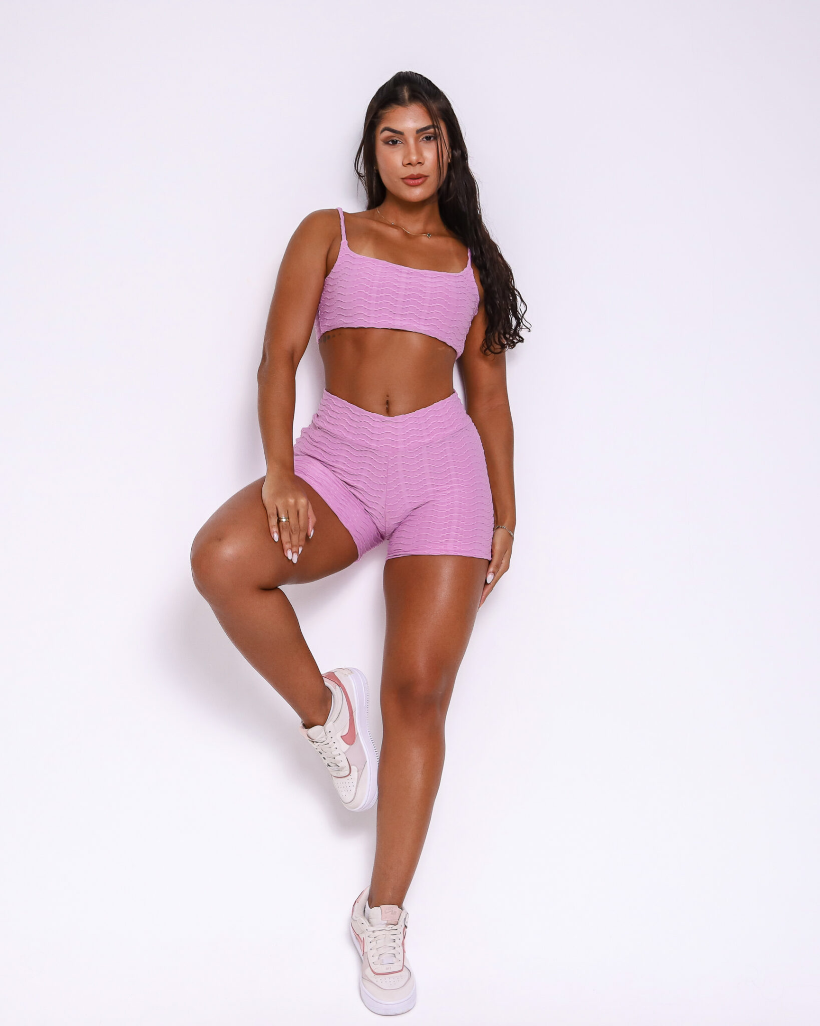 Conjunto Short Básico Curtinho Textura Lumy + Top Ju