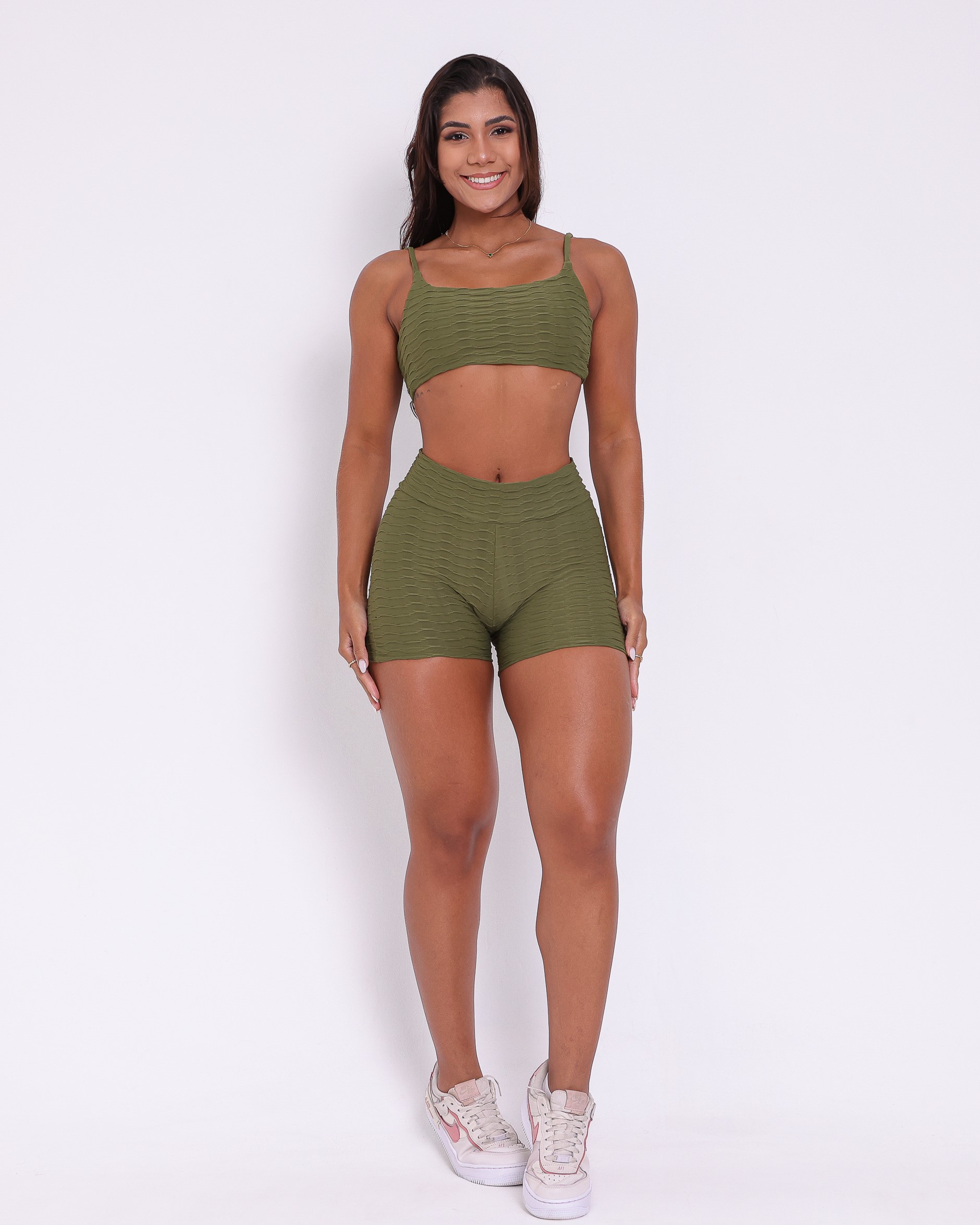 Conjunto Short Básico Curtinho Textura Lumy + Top Ju