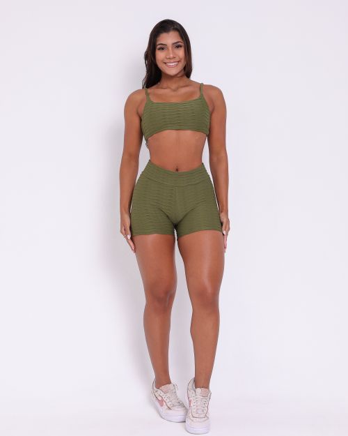 Conjunto Short Básico Curtinho Textura Lumy + Top Ju