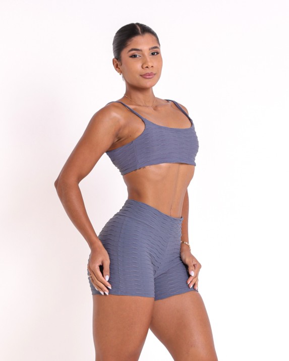 Conjunto Short Básico Curtinho Textura Lumy + Top Ju