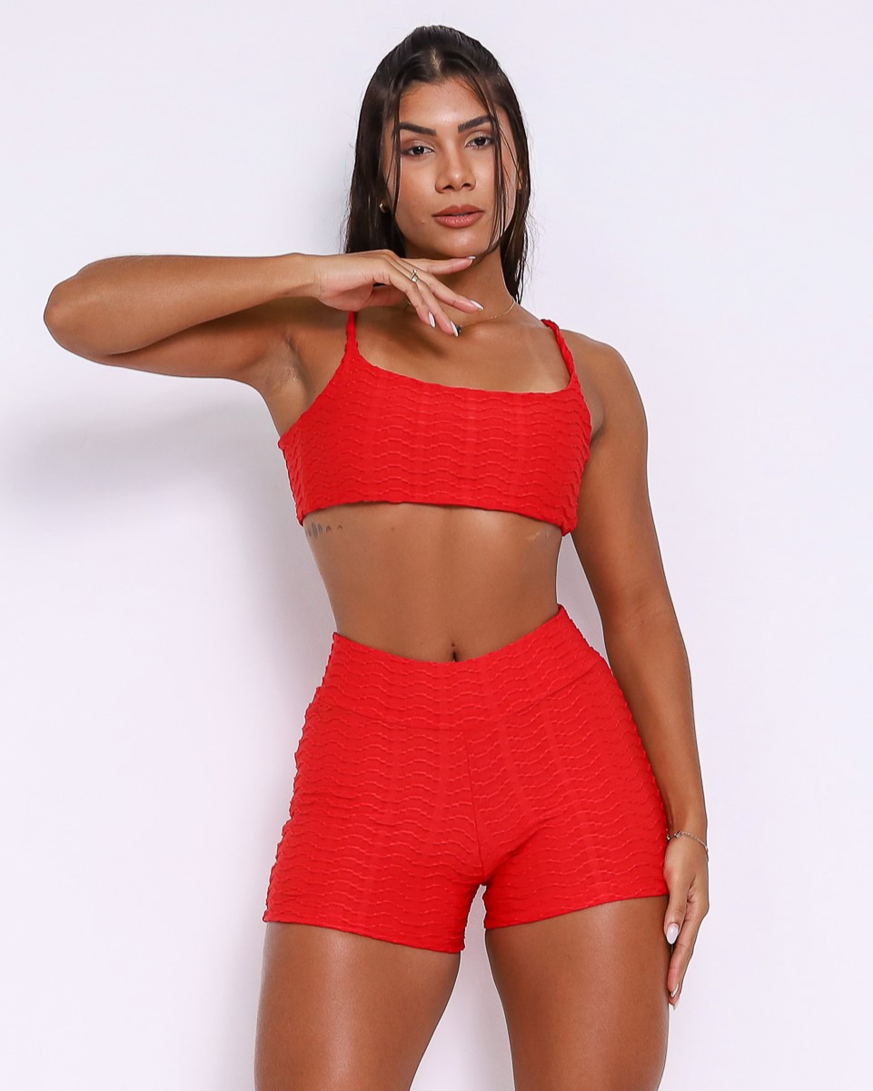 Conjunto Short Básico Curtinho Textura Lumy + Top Ju