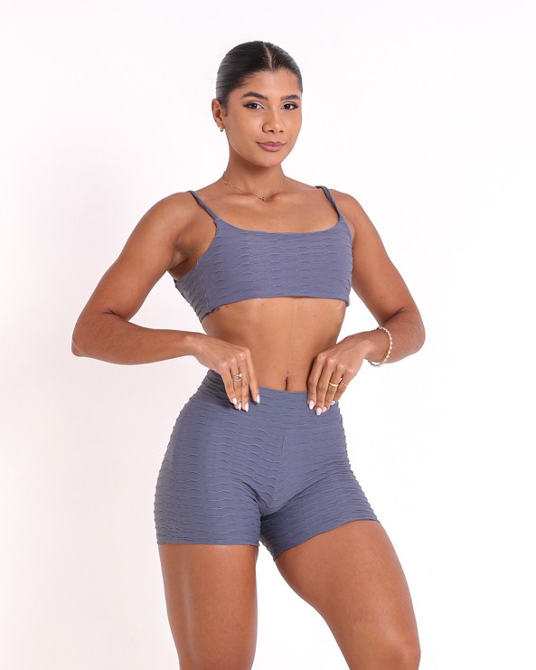 Conjunto Short Básico Curtinho Textura Lumy + Top Ju