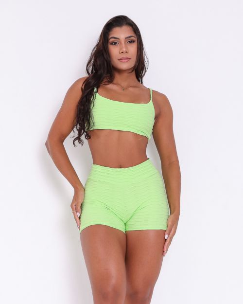 Conjunto Short Básico Curtinho Textura Lumy + Top Ju