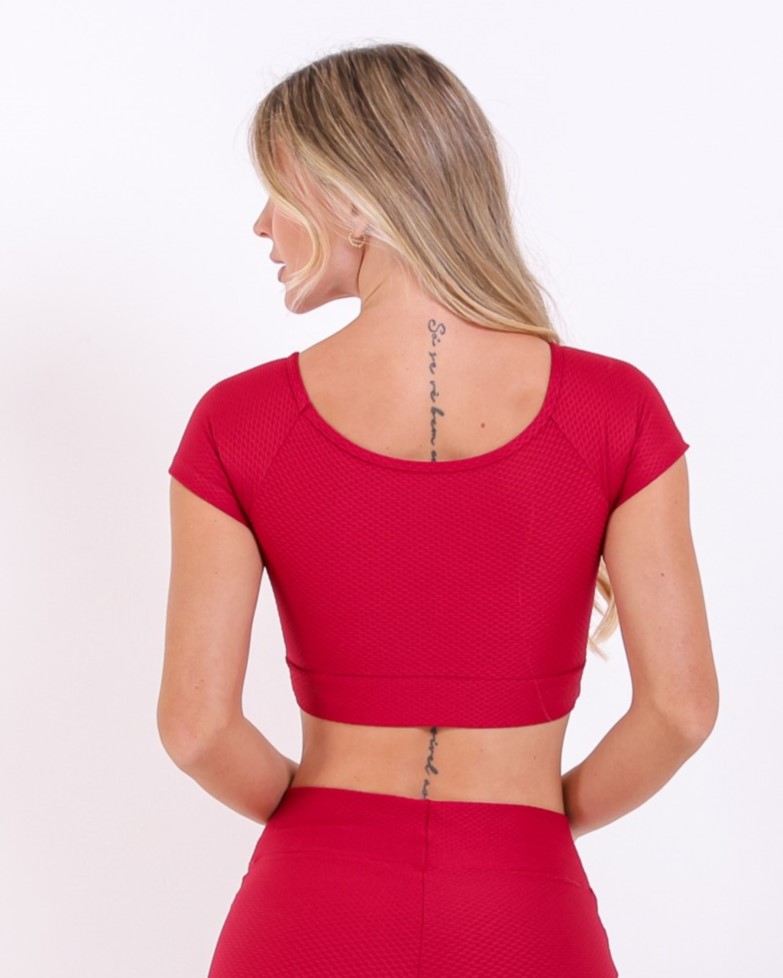 Top Manguinha Textura Colmeia