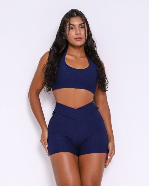 Conjunto Short Básico Cós Cruzado Textura Lumy + Top Jhully
