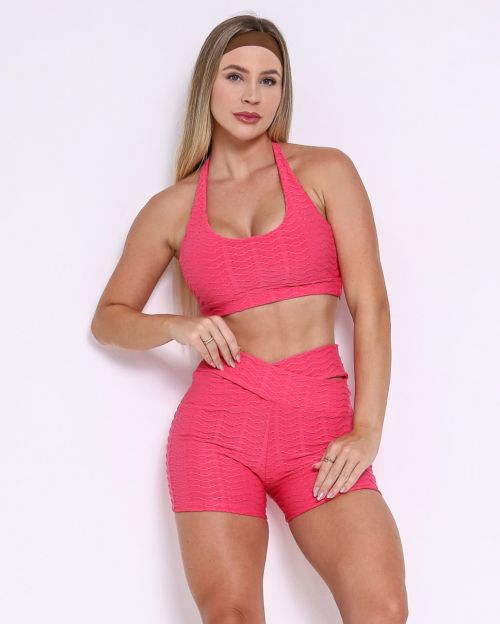 Conjunto Short Básico Cós Cruzado Textura Lumy + Top Jhully