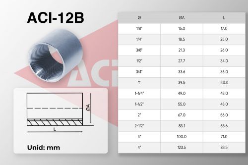 ACI-12B Luva Lisa A�o Inox 304
