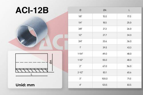 ACI-12B Luva Lisa A�o Inox 304