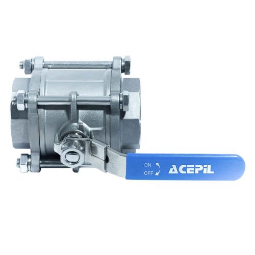 ACI-V30N V�lvula Esfera Tripartida Veda��o PTFE PURO Passagem Plena Total Inox 316 Rosca F�mea