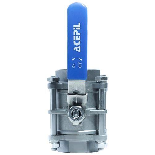 ACI-V30N V�lvula Esfera Tripartida Veda��o PTFE PURO Passagem Plena Total Inox 316 Rosca F�mea