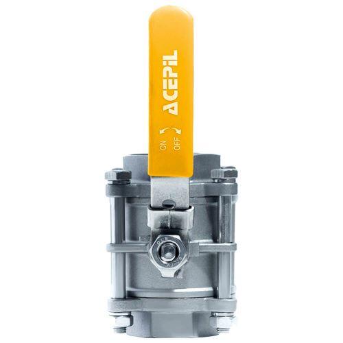 ACI-V30N V�lvula Esfera Tripartida Veda��o PTFE PURO Passagem Plena Total Inox 304 Rosca F�mea