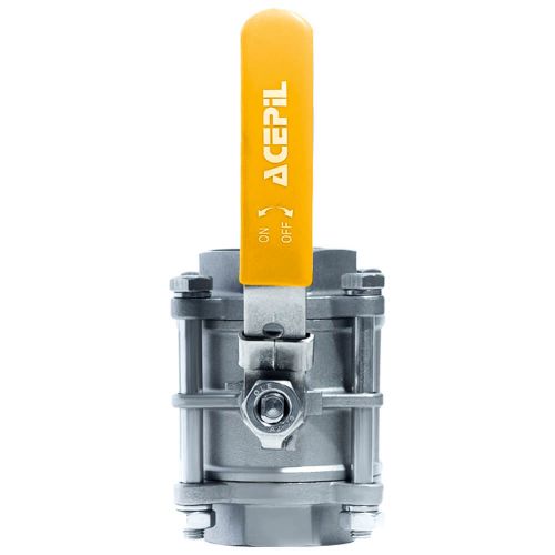 ACI-V30N V�lvula Esfera Tripartida Veda��o PTFE PURO Passagem Plena Total Inox 304 Rosca F�mea