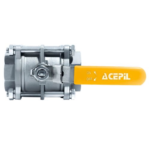 ACI-V30N V�lvula Esfera Tripartida Veda��o PTFE PURO Passagem Plena Total Inox 304 Rosca F�mea
