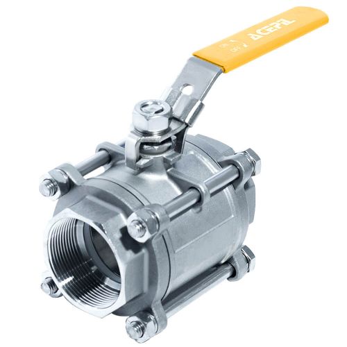 ACI-V30N V�lvula Esfera Tripartida Veda��o PTFE PURO Passagem Plena Total Inox 304 Rosca F�mea