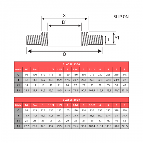 ACF-02A Flange S.O. (Slip On) A�o Inox 316L RF ANSI B16.5 150LBS