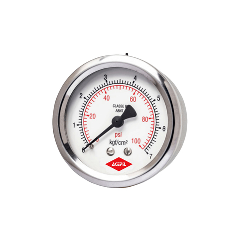 Man�metro Horizontal Visor 63mm Caixa A�o Inox Rosca Lat�o 1/4 NPT
