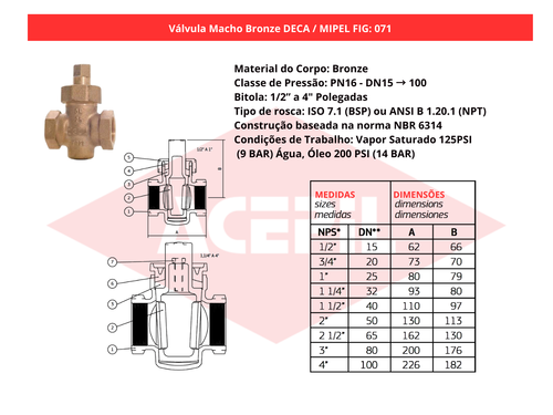 V�lvula Macho Bronze Deca/Mipel FIG 071 1/2