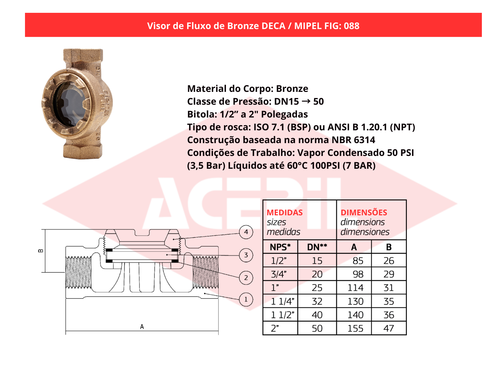 Visor de Fluxo Bronze Deca/Mipel FIG 088 1/2