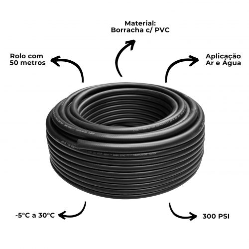 Mangueira Compressor Ar e �gua 1/2x17,5mm 300 Psi 50 Metros