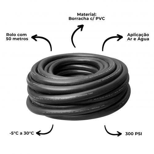 Mangueira Compressor Ar e �gua 1.1/2x48mm 150 Psi 50 Metros