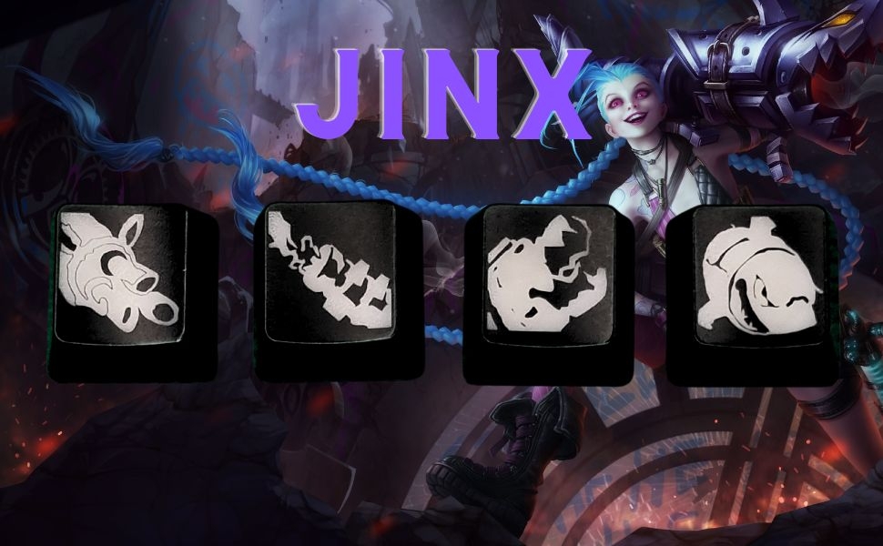 Keycaps Jinx League of Legends - 4 Teclas Personalizadas (ABS, OEM