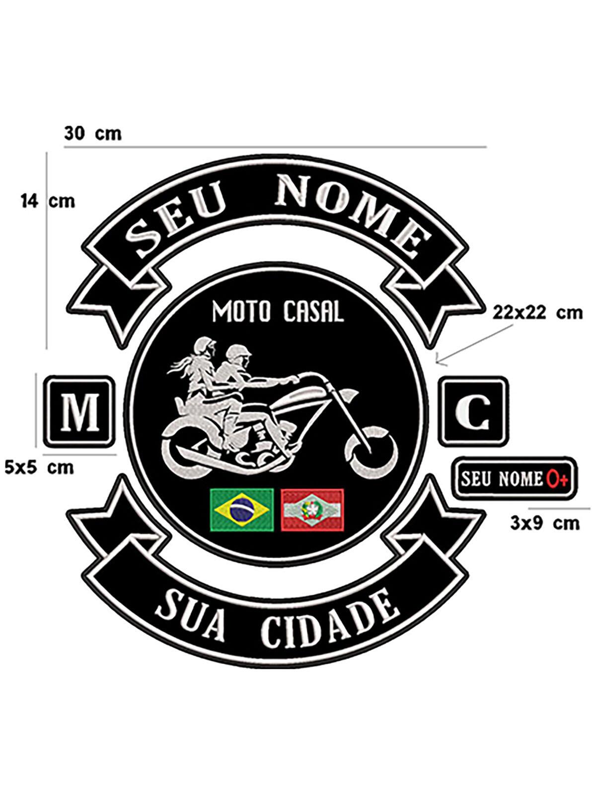 Comprar Patch Bordado Moto Casal Seu nome e Sua Cidade 37x30 cm