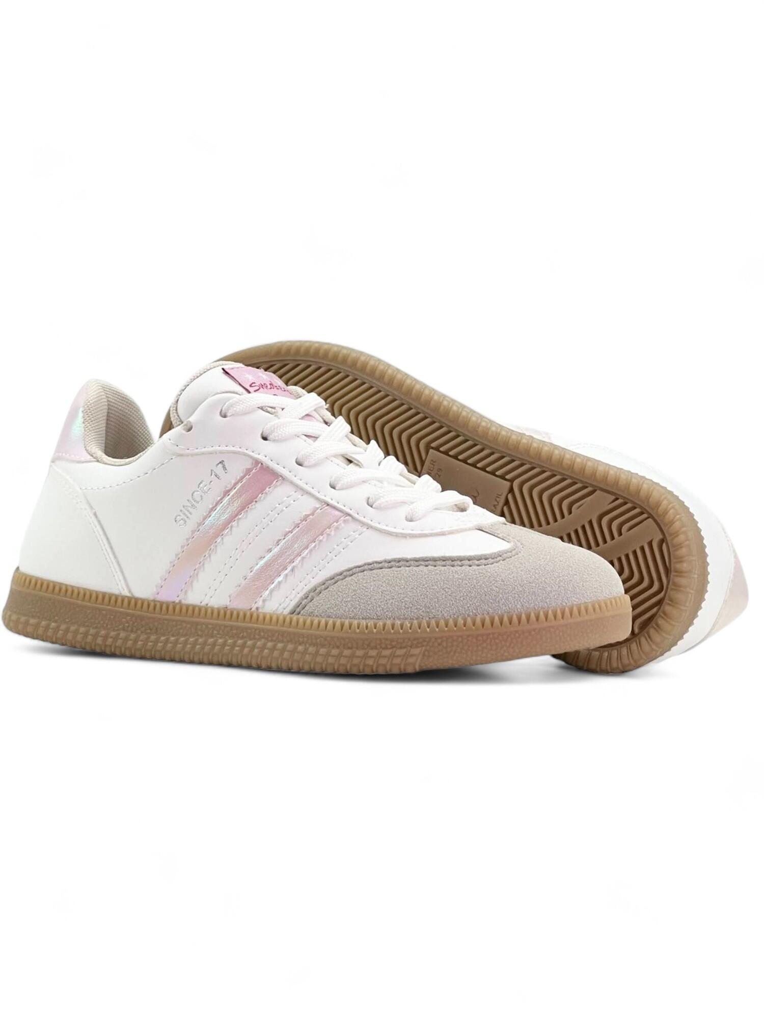 Tênis casual SUACIA Originals 51865 - Branco/rosa ballet/cinza