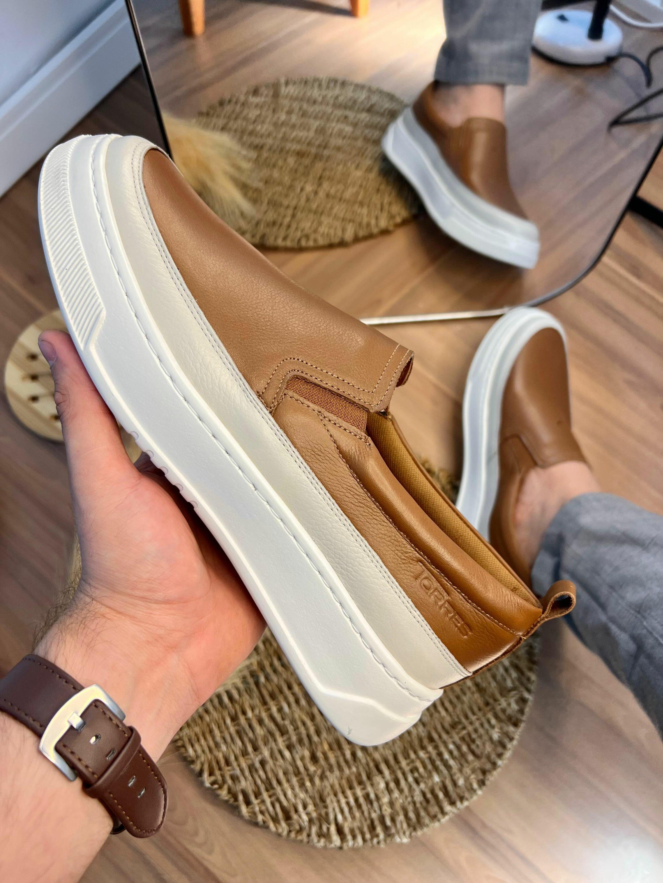 Sapato em couro Torres sola em eva iate each Ref.5025 - Off white/whisky