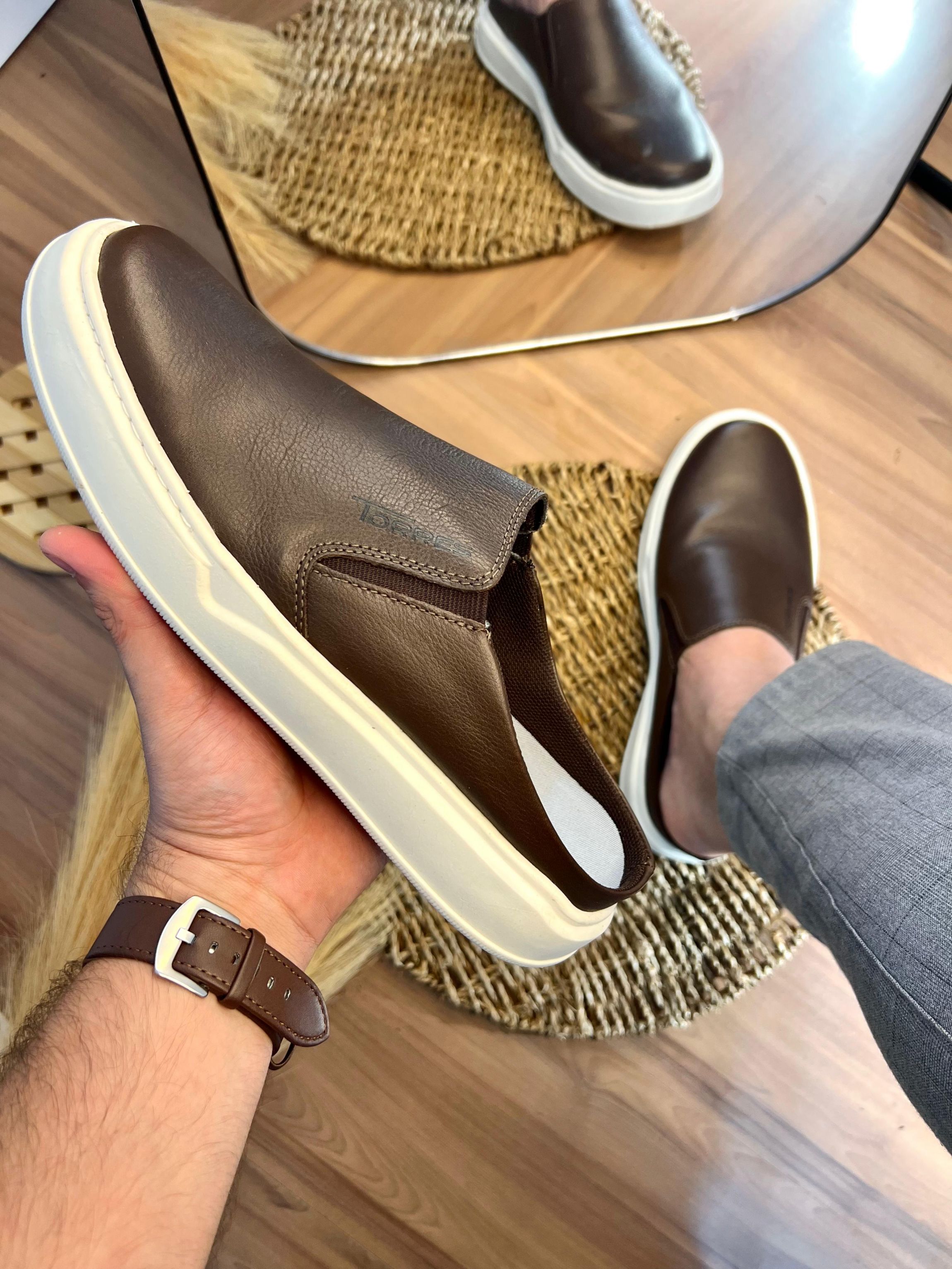 Comprar Sapato mule masculino em couro legítimo Torres Zuma - Café