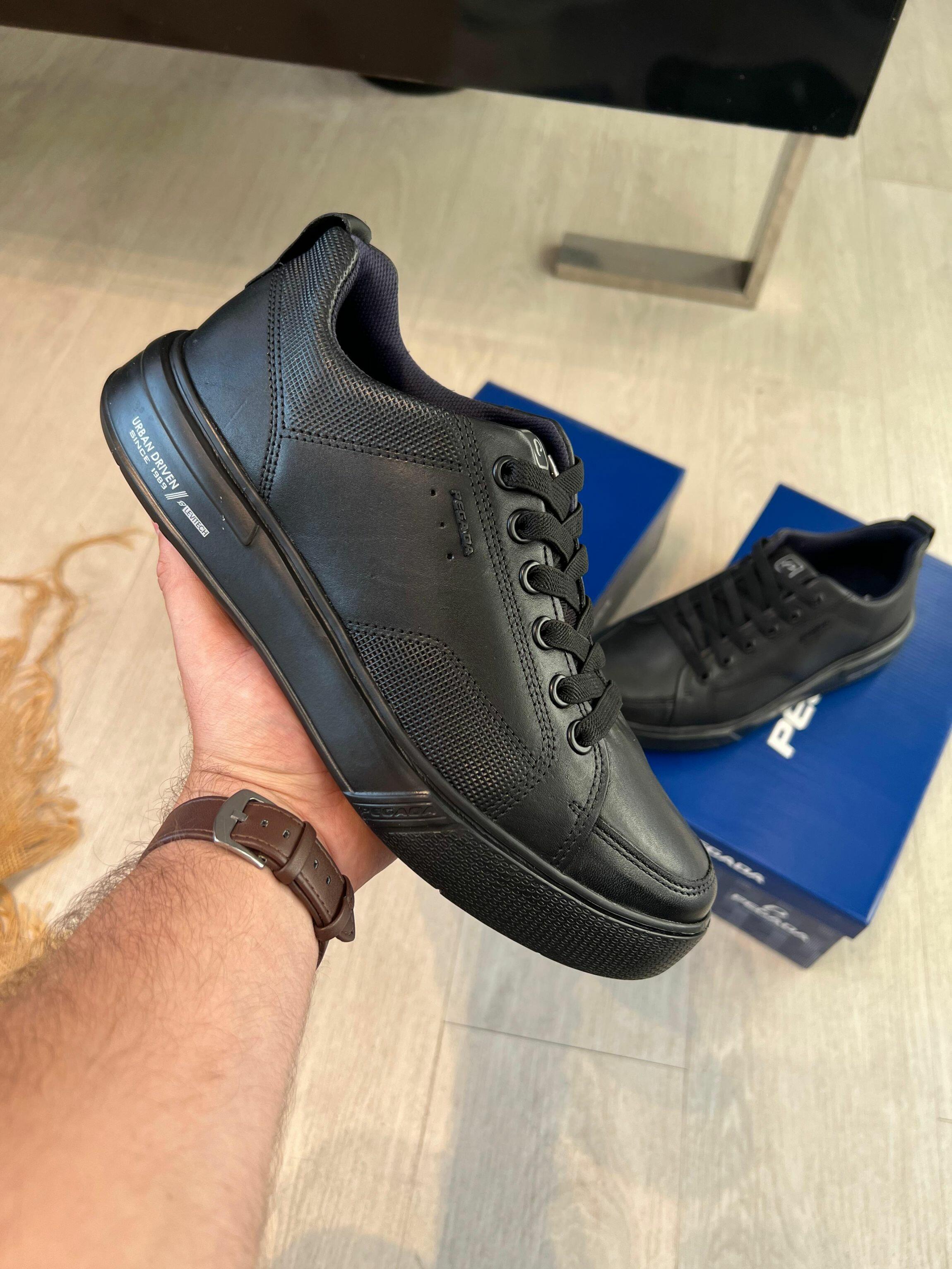 Tênis pegada em couro urban driven Ref.111902 - Preto