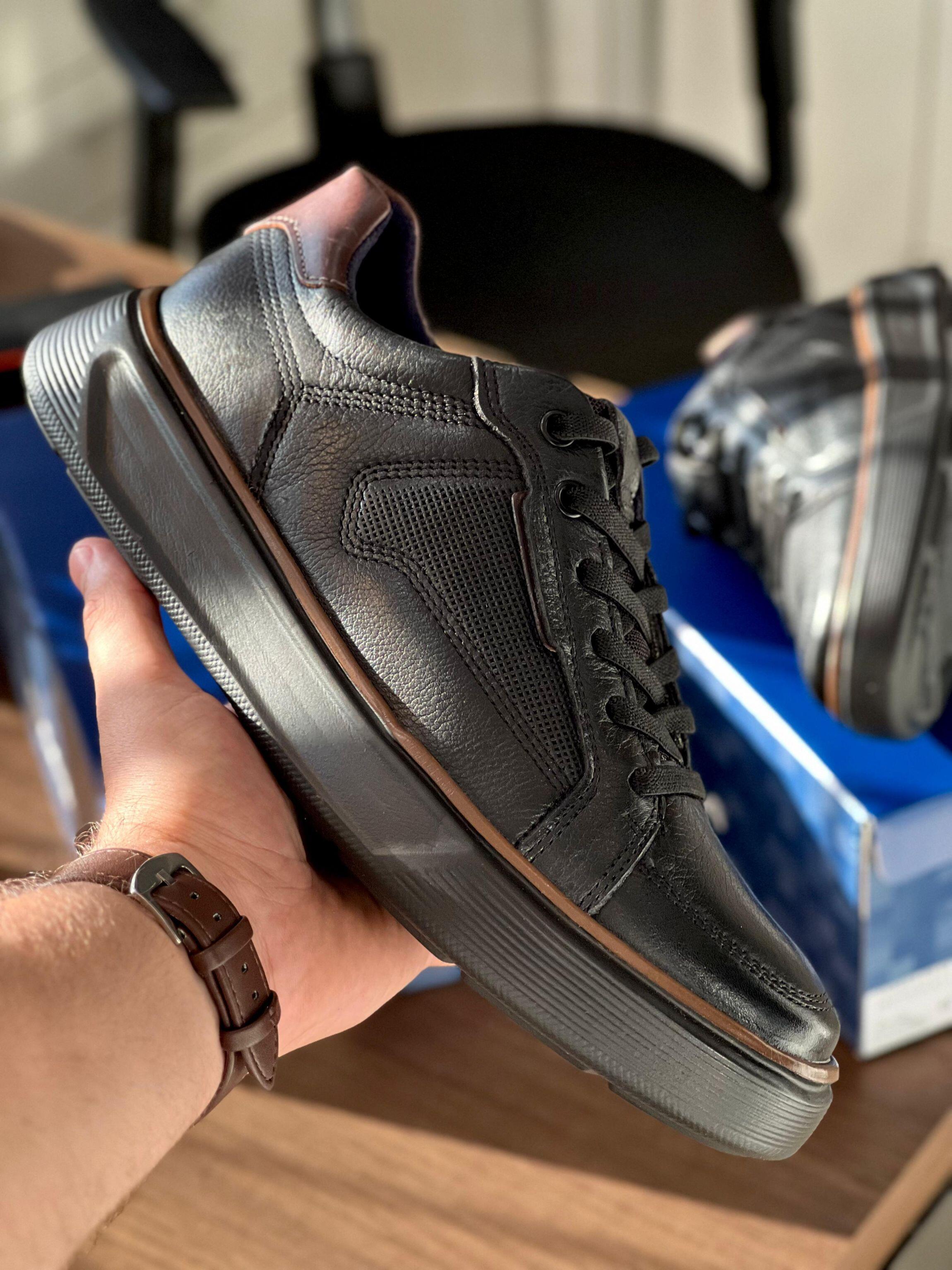 Tênis Pegada Masculino em Couro Legítimo Ref. 110933 - Preto