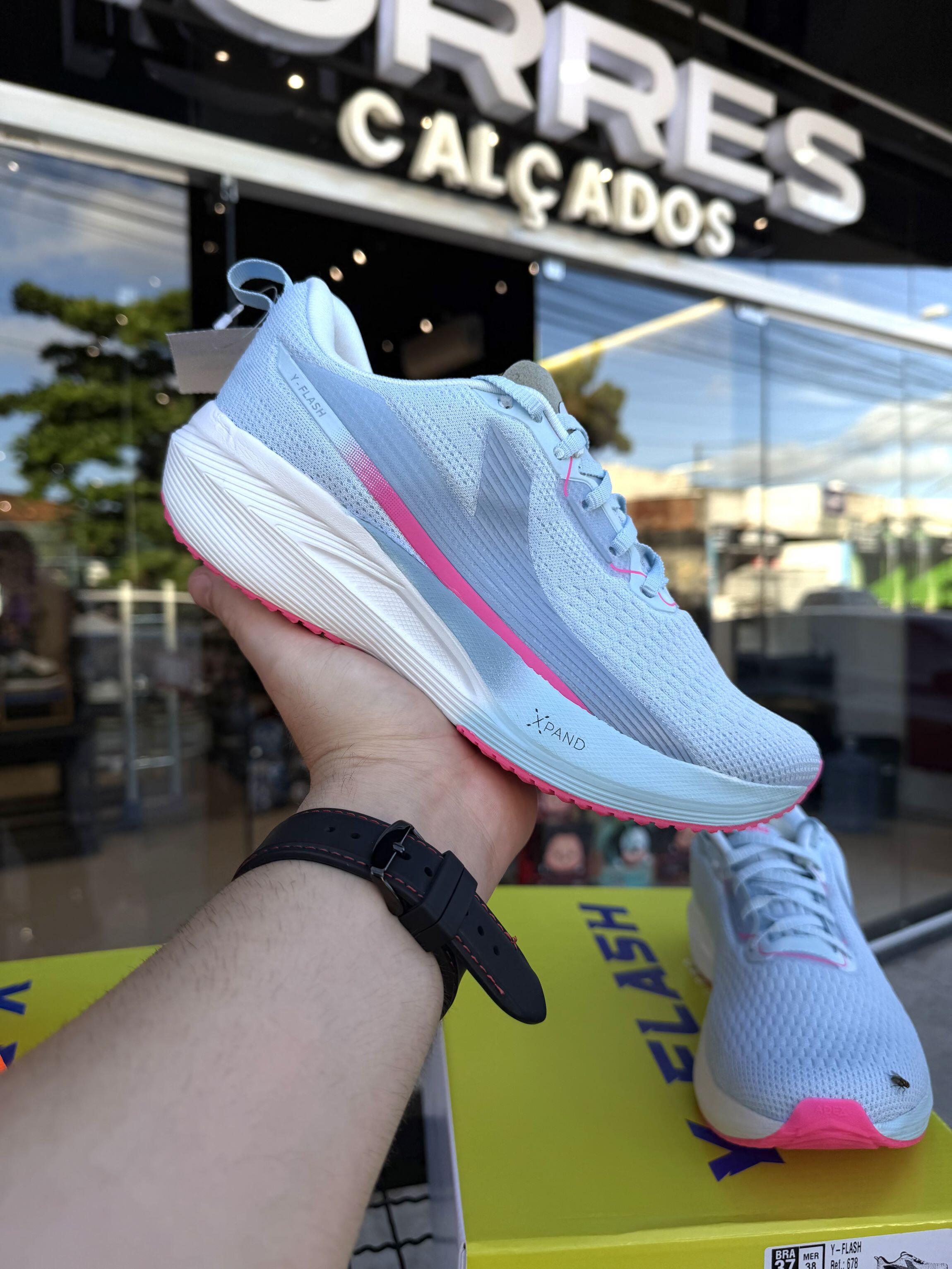 Tênis esportivo de corrida Y-flash Ref.678 - Azul/Pink