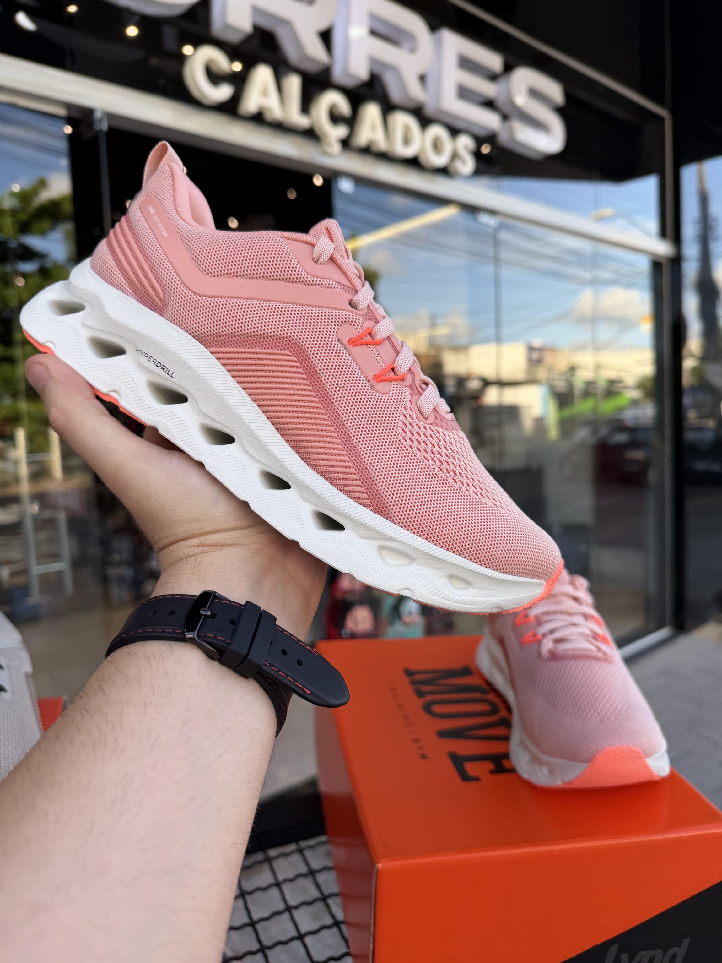 Tênis esportivo de corrida Evoq Ref. 702 - Rosa Claro/Coral