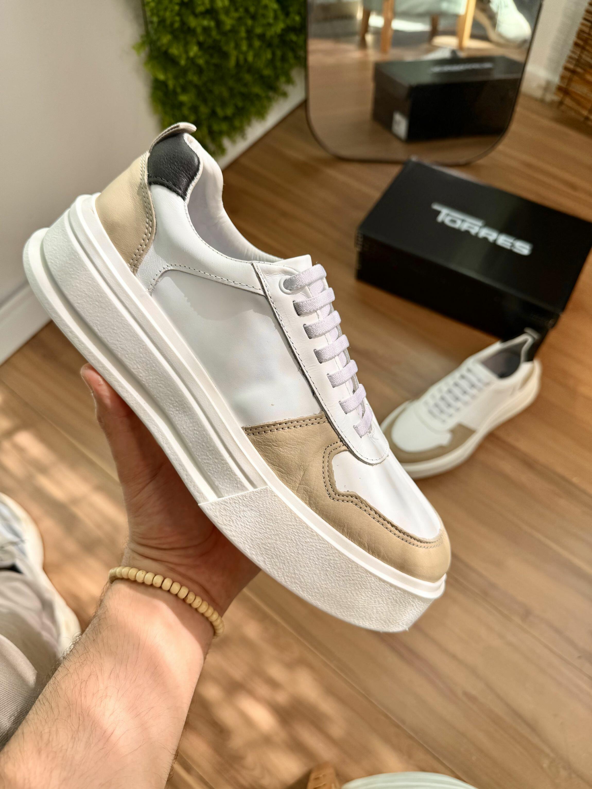 Sapatênis Casual Masculino REF:50462 - Off white/Branco