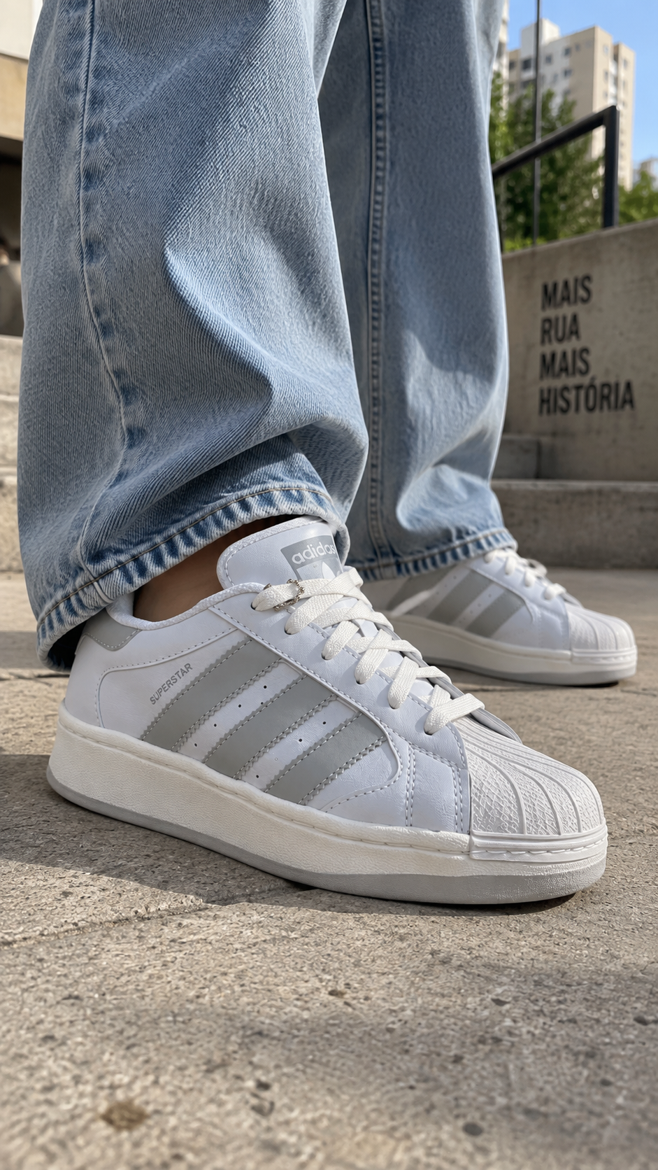 Tênis ad high premium Ref.Super - Branco/cinza