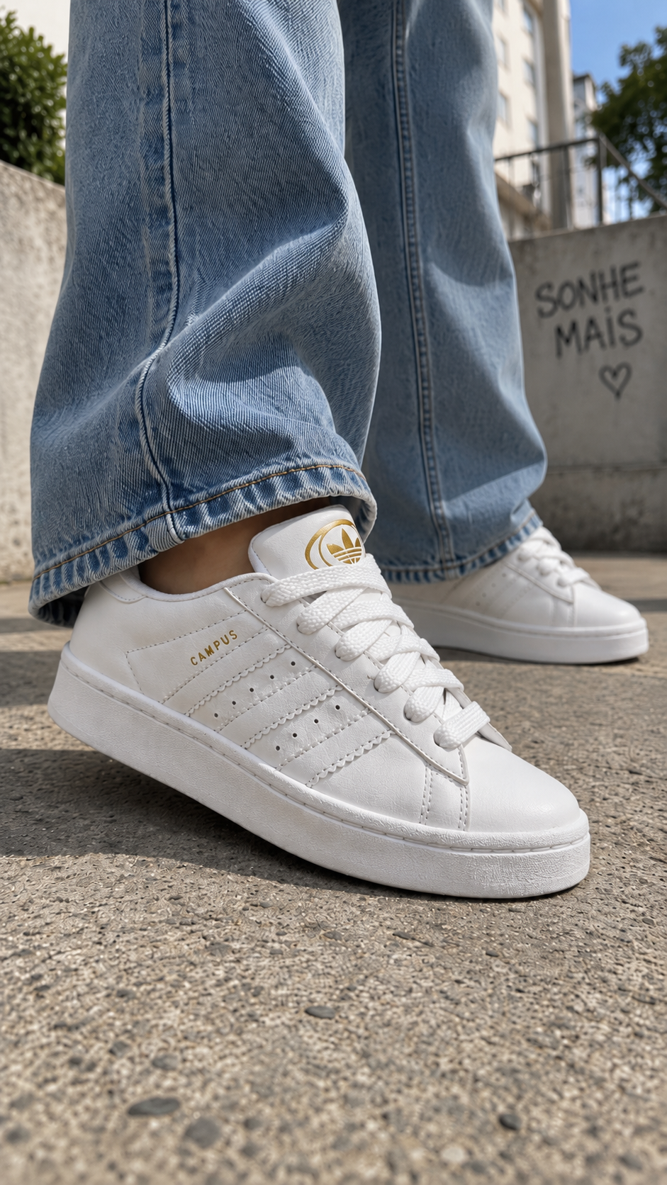 Tênis ad high premium Ref.Super - Branco/dourado