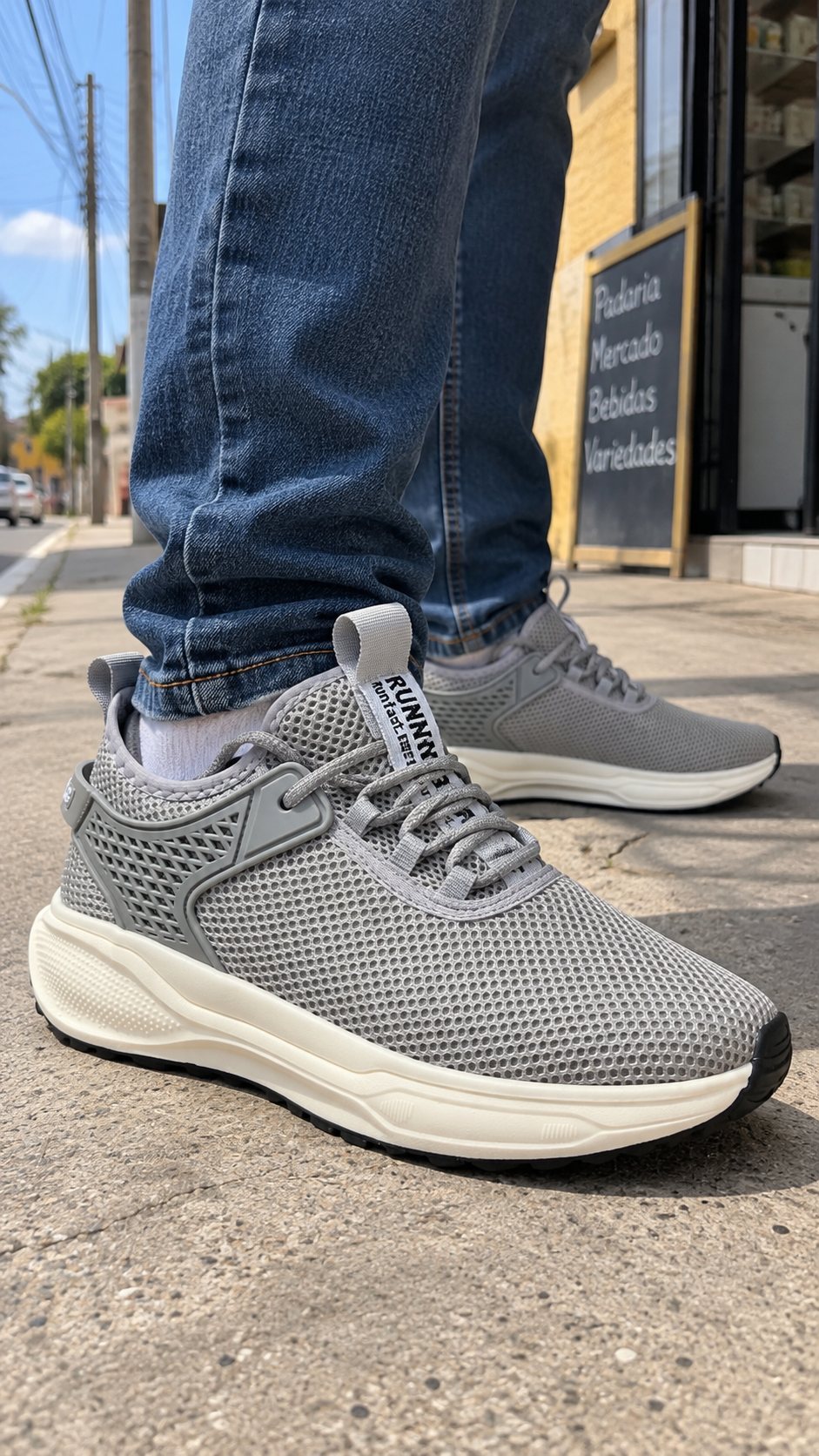 Tênis Esportivo Masculino One Flip JM007 - Cinza/branco/preto