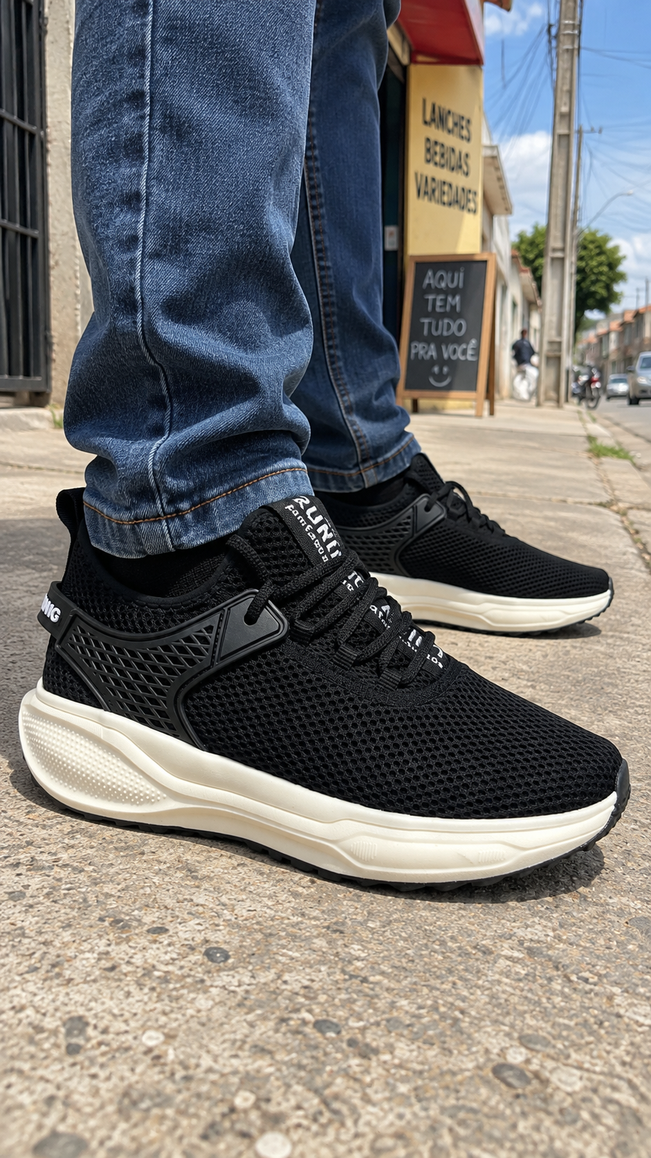 Tênis Esportivo Masculino One Flip JM007 - Preto/preto/branco