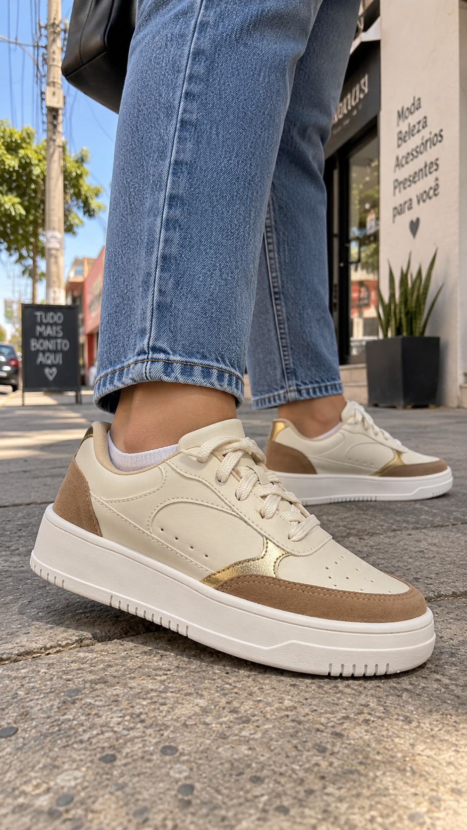 Tênis Casual Feminino One Flip AU616 - Off white/rosado