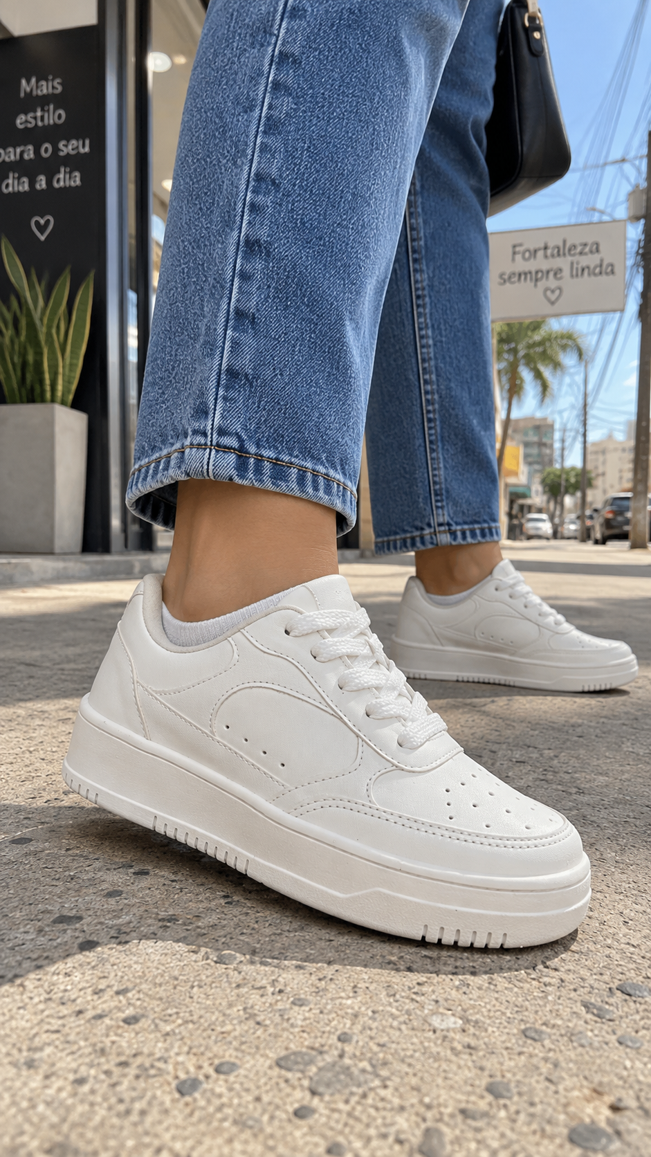 Tênis Casual Feminino One Flip AU616 - Branco/branco