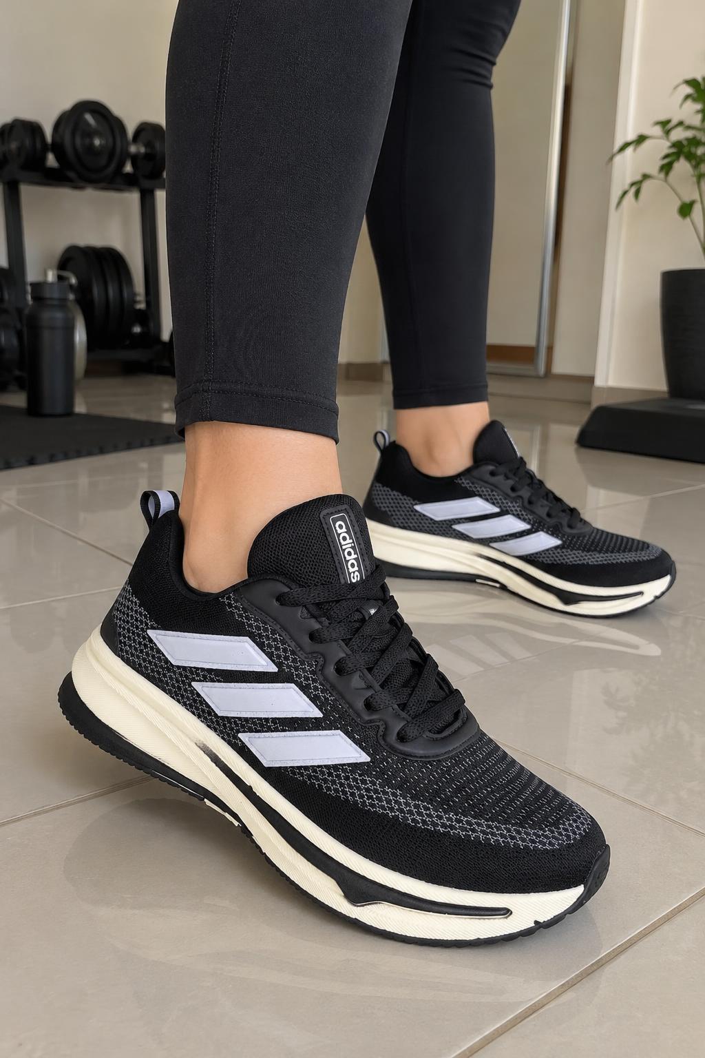 Tênis esportivo ad Ref.31000 - Preto/Branco