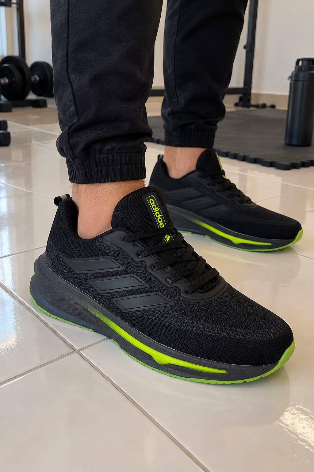 Tênis esportivo ad Ref.31000 - Preto/Preto/verde