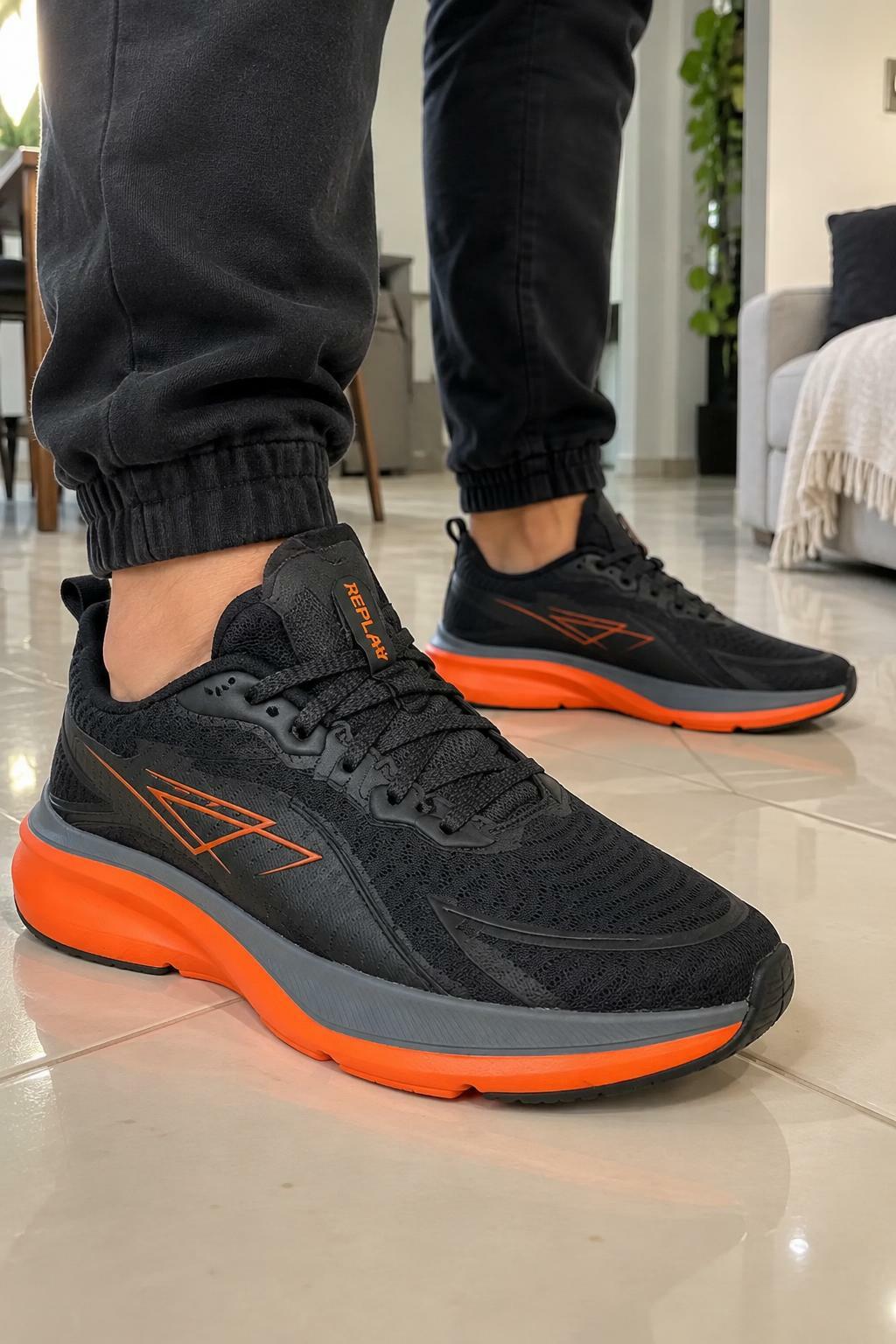 Tênis esportivo Replay RP3200 - Preto/laranja